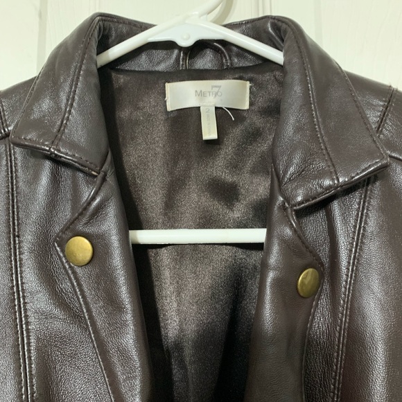 Metro 7 Brown Leather Ladies Jacket Size 2 - Picture 2 of 6